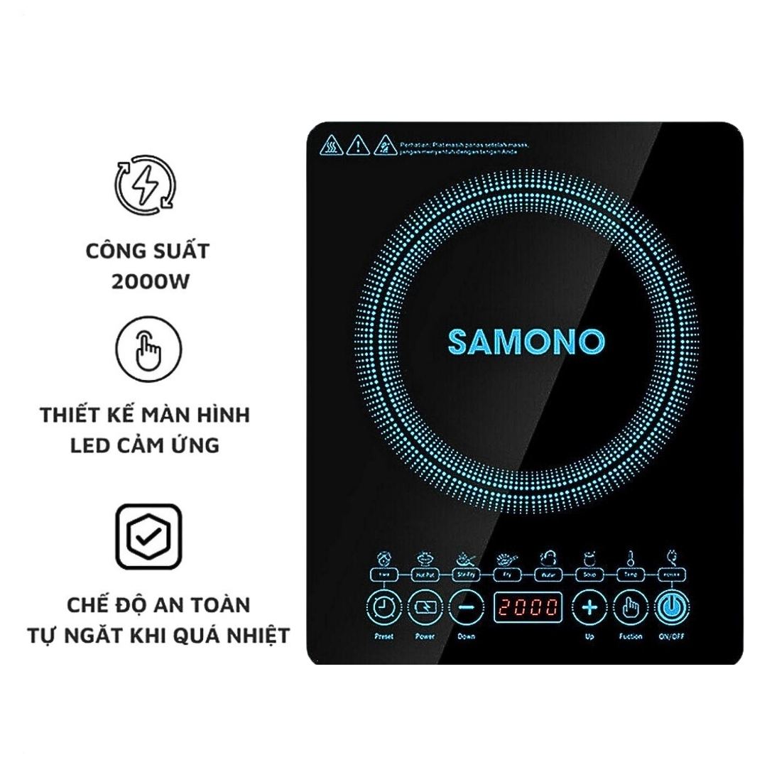 Bếp điện từ cảm ứng SAMONO SW-02 có thiết kế tối giản, sang trọng cùng nhiều ưu điểm vượt trội.  sẽ là sự lựa chọn hoàn mỹ cho không gian bếp nhà bạn. Thiết kế dạng bếp đơn thích hợp cho những gia đình ít người, người độc thân, sinh viên…