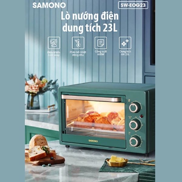 Lò nướng điện SAMONO SW-E0G23 được thiết kế nhỏ gọn, thẩm mỹ, phù hợp cho các căn hộ chung cư, các gia đình nhỏ. Vừa là một sản phẩm nhà bếp hữu dụng, vừa là đồ trang trí nội thất tuyệt vời trong nhà.
