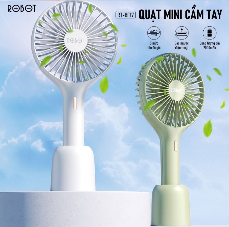 Quạt mini cầm tay ROBOT RT - BF17 được trang bị với 3 cấp độ gió khác nhau, giúp bạn chủ động hơn khi sử dụng. 3 cấp độ gió bao gồm: Cấp độ 1 mát nhẹ, cấp độ 2 mát vừa, cấp độ 3 siêu mát.