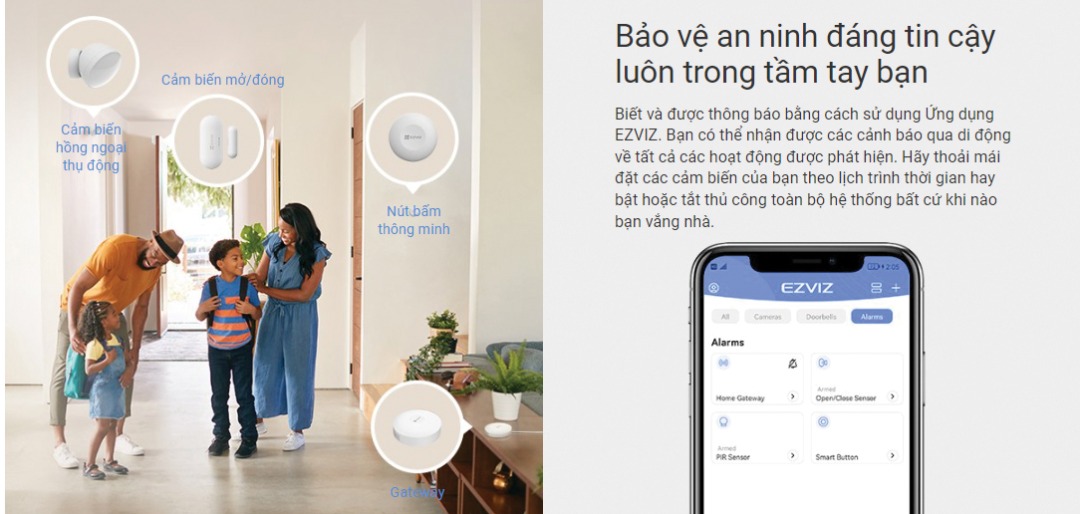 Bộ cảm biến báo động EZVIZ CS-B1 - cài đặt ứng dụng EZVIZ