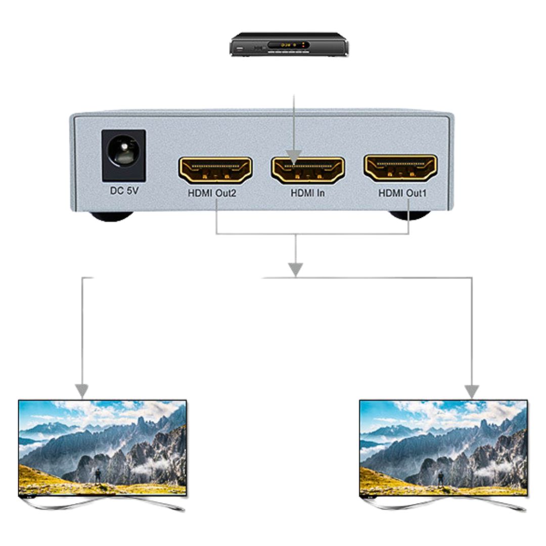 Bộ chia HDMI 1 ra 2 DT-7142 cho phép bạn xuất từ một đầu HDMI ra 2 cổng HDMI. Như nguồn máy tính, đầu phát Blu-ray, máy chiếu hoặc các thiết màn hình khác.    Trong công việc sẽ thuận lợi hơn trong việc trình chiếu, giảng dạy hoặc giải trí.