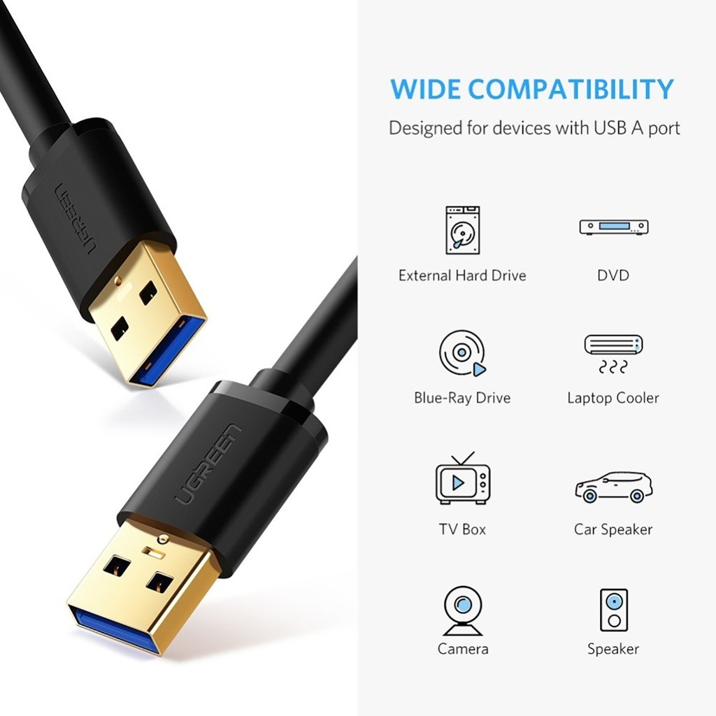 Cáp 2 Đầu USB 3.0 M-PARD MH309 tương thích với nhiều thiết bị sử dụng cho việc kết nối thiết bị bên ngoài. Như kết nối TV box android, Quạt làm mát Laptop, HDD box vào laptop, PC, hoặc các thiết bị khác.
