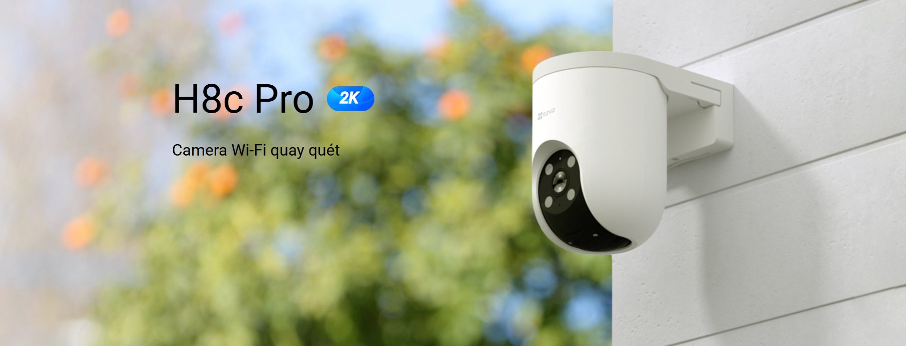 Camera Wifi Ezviz H8C Pro 3MP 2K bảo vệ an ninh ngoài trời chuyên nghiệp với hình ảnh rõ nét. Tầm nhìn toàn cảnh bao quát, ghi hình 360 độ hiển thị rõ từng chi tiết cả ngày lẫn đêm.