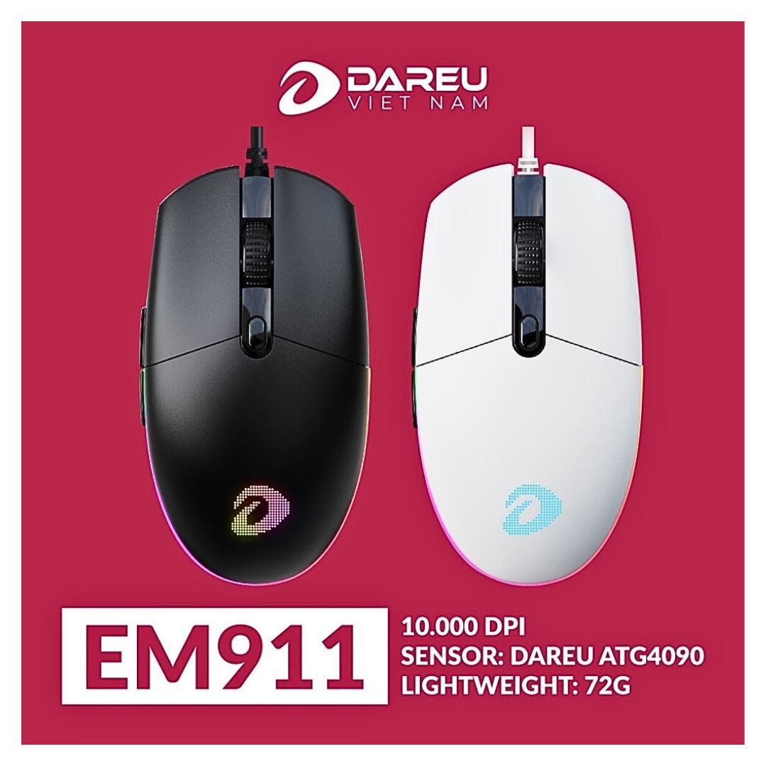 Chuột Gaming DAREU EM911 là chiếc chuột Gaming đỉnh cao đến từ thương hiệu DAREU. Thiết bị DAREU EM911 này nổi bật với ngoại hình hiện đại kèm hiệu ứng đèn RGB bắt mắt, mang đến sự chính xác và tốc độ vượt trội.