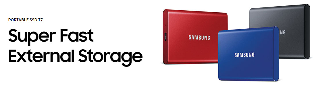SSD 500GB Samsung T7 có kích thước chỉ 2.5’’ – kích thước gần như bằng một chiếc thẻ ngân hàng.