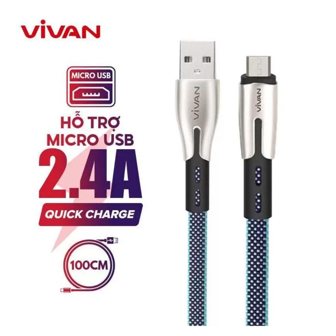 Cáp sạc USB to Micro 2.4A VIVAN BTK-M - thiết kế hiện đại