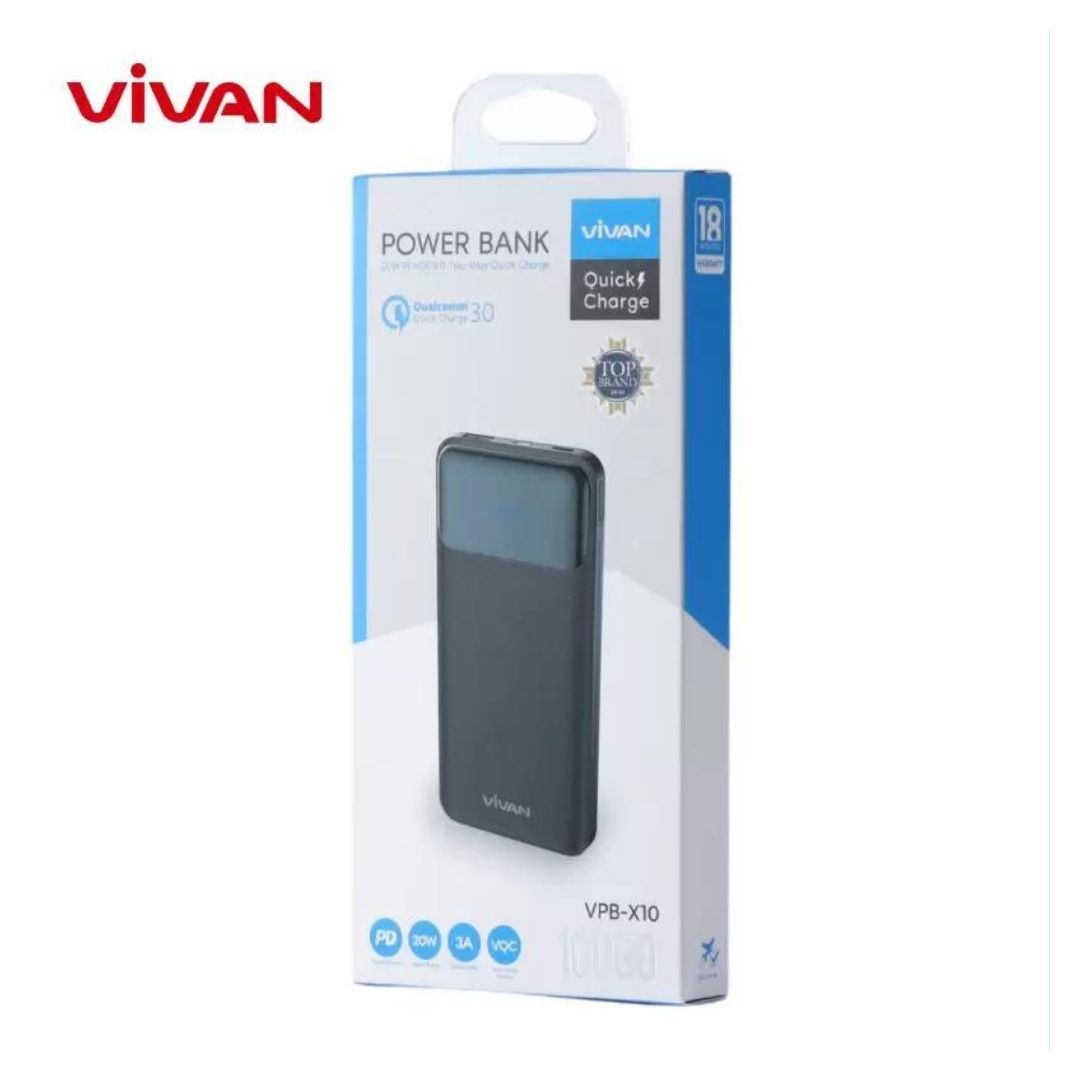 Pin sạc dự phòng VIVAN VPB-X10 10000mAh - Khối lượng pin 320g rất gọn nhẹ tiện lợi mang theo bên người. Trong lúc cần thiết bạn cũng có thế lấy ra sạc không cần lo lắng khi cách xa ổ điện.