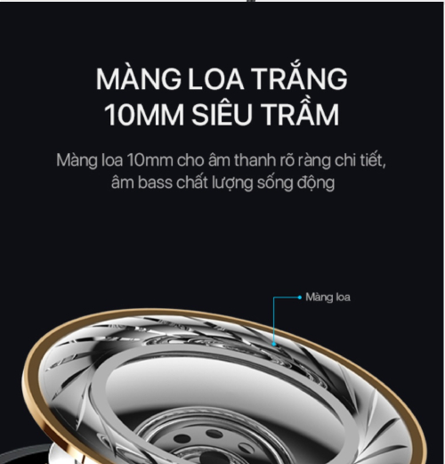 Tai nghe ROBOT RE101S - Màng loa bằng đồng 10mm mang lại dải âm ổn định. Âm thanh mượt mà, âm bass mạnh mẽ sắc nét.