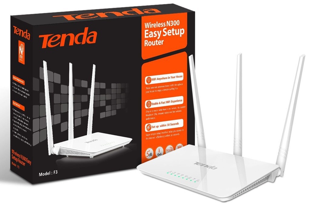 Bộ Phát Wifi Tenda F3 300Mbps 3 Anten là thiết bị phát WiFi thiết kế dành riêng cho gia đình. Với giao diện dễ cài đặt, chỉ với vài bước đơn giản.