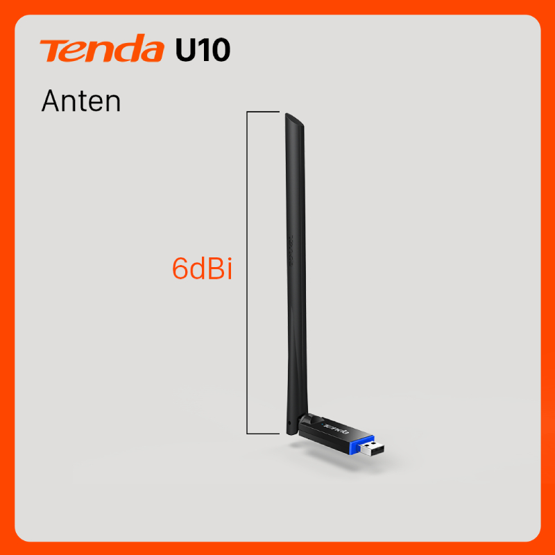 USB wifi Tenda U10 AC650 băng tần kép công suất cao, được khoác lên màu đen huyền bí, sang trọng. Không bị bám bẩn qua thời gian sử dụng.    Ngoài ra, Tenda U10 AC650 được tích hợp một anten ngoài, thu sóng cực tốt. Với độ nhạy thu sóng siêu cao 6dB giúp cho U10 có khả năng thu sóng Wi-Fi mạnh mẽ.    Phần anten trên Tenda U10 AC650 có độ dài rất gọn, cụ thể nó đạt được 20mm. Ngoài ra, với góc quay vô cùng linh hoạt, giúp bạn dễ dàng điều hướng được hướng của wifi theo hướng mà bạn muốn.