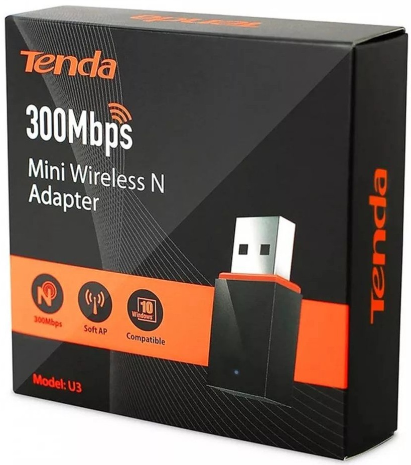 USB Wifi 300Mbps Tenda U3 là thiết bị thu sóng Wifi chuẩn N sử dụng cho máy tính để bàn hoặc laptop dễ dàng kết nối mạng Wifi  Kiểu dáng cực nhỏ gọn, không tạo nên bất cứ sự bất tiện nào cho người dùng và các thiết bị lân cận.     Thiết bị mạng Tenda trang bị cổng kết nối USB 2.0 gắn vào laptop, máy tính để bàn kết nối dễ dàng.